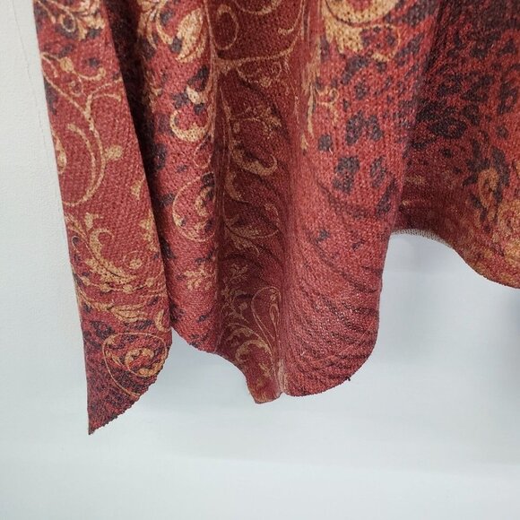 Indigo Soul Womens Paisley Tunic Top Size L Gold Rust V-Neck Asymmetric Hem - Picture 6 of 16